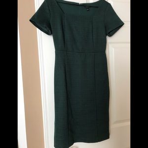Ann Taylor Green Plaid Square Neck Suit Dress 2P